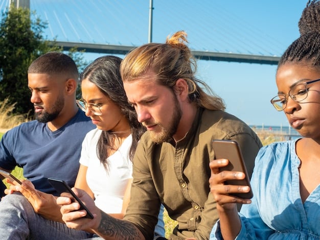 A diverse group of people in Lisbon, Portugal, using various fintech applications on their devices, illustrating the inclusivity and accessibility of fintech solutions for different demographics and lifestyles. Focus on the diversity of the group and the wide range of fintech apps being used