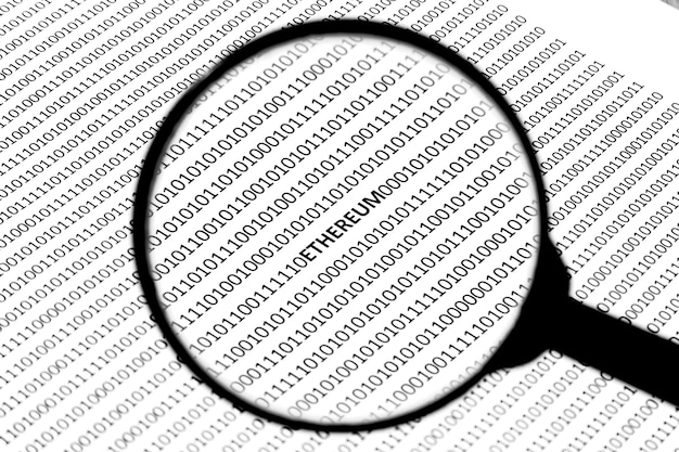 A conceptual illustration showing a magnifying glass over a digital screen displaying lines of code and financial data. Within the magnifying glass, a stylized brain with circuit patterns symbolizes artificial intelligence analyzing the data. The image conveys the idea of AI scrutinizing financial data to detect fraud, with emphasis on detail and precision.
