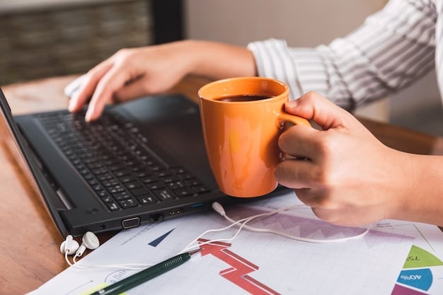 A person working on a laptop with a coffee mug nearby, suggesting remote work and freelance opportunities for extra income.