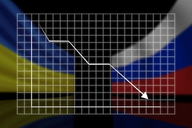 A graph showing fluctuating interest rates over the past year, with an arrow pointing downwards, symbolizing decreasing rates.