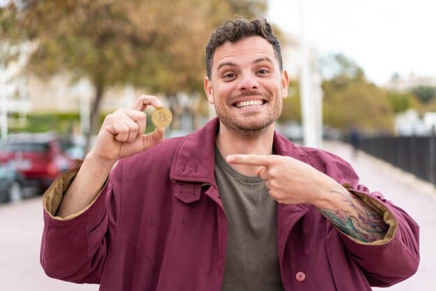 A medium shot of a smiling man in his early 30s handing over the keys to his car to a happy woman in her late 20s. They are standing next to the car on a sunny street in Lisbon, Portugal. The background features colorful buildings, and the overall image conveys a sense of trust and ease in using a car-sharing service.