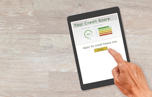 A close-up of a credit score report on a tablet, with focus on the credit score number displayed prominently.