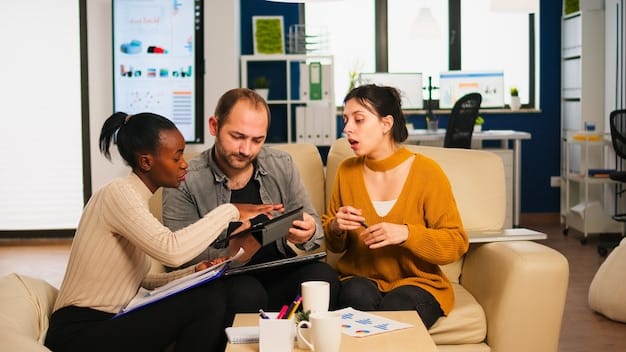 A financial advisor explaining the benefits of term life insurance versus whole life insurance to a client in a modern office setting. Transparent and informative interaction.