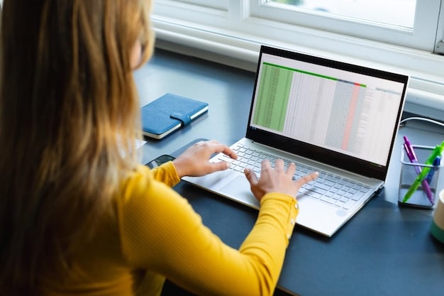 A person reviewing a spreadsheet on a laptop, highlighting gains and losses related to investments, with a focus on meticulous record-keeping.