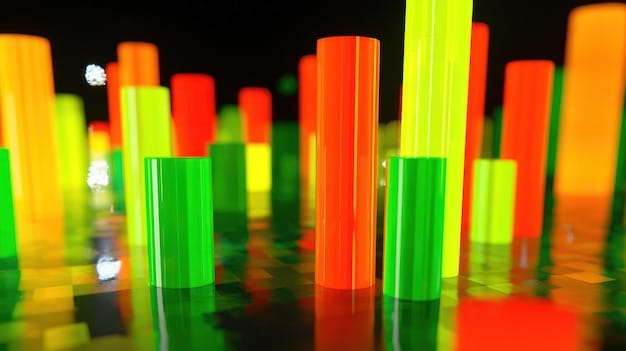 A close-up stock chart showing gold prices fluctuating, with arrows indicating upward and downward trends. The color scheme is mainly gold and green, with highlighted sections indicating volatility.